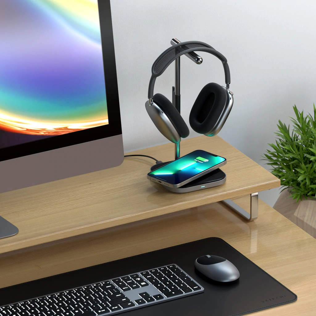 2-in-1 Headphone Stand with Wireless Charger media 2