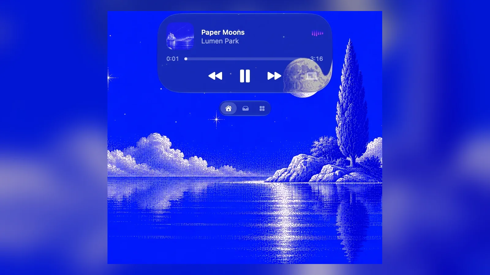 Droppy media player expanded from the MacBook notch with album art and playback controls