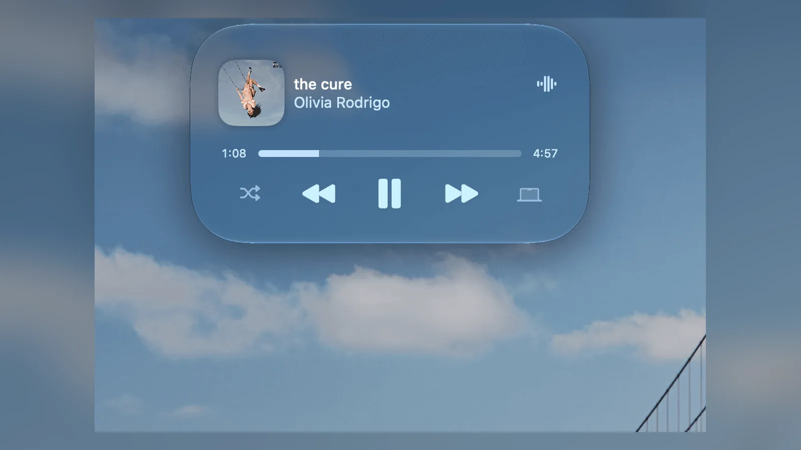 DynamicLake music controls expanded in the Mac notch with artwork and a progress bar