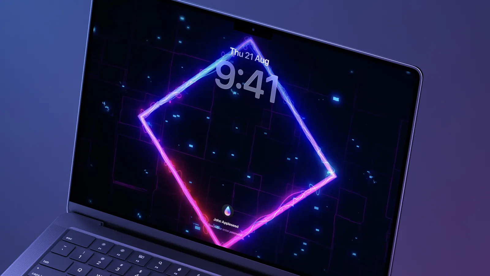 Backdrop live wallpaper playing on the Mac Lock Screen with the clock on top
