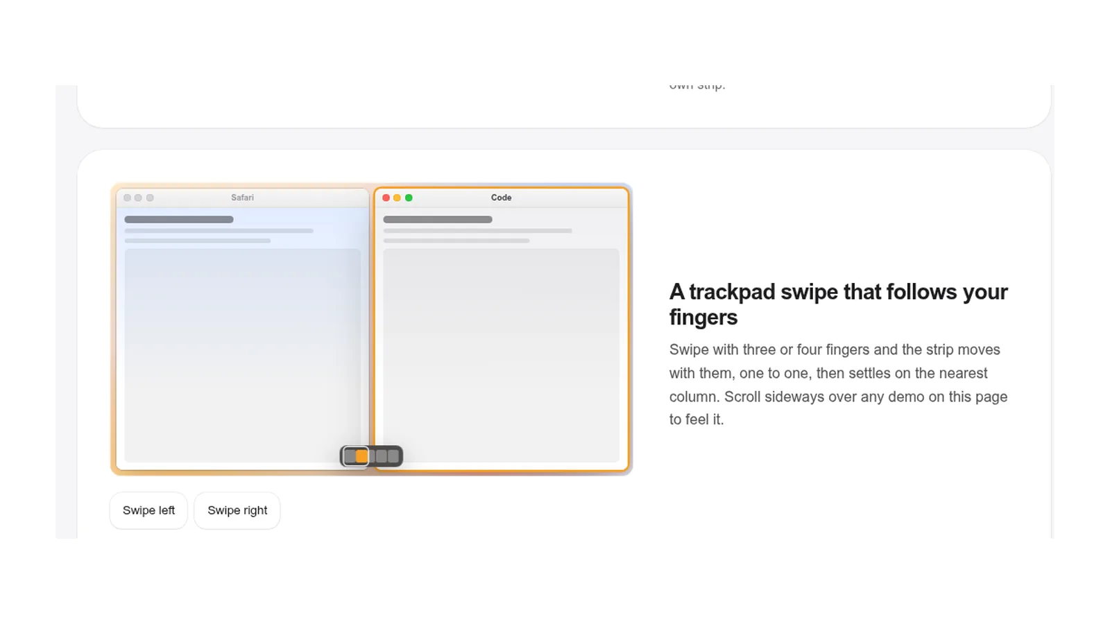ChainYourMac trackpad swipe moving the strip between windows